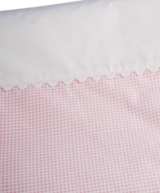 Baby Crib Duvet Cover & Sheet Set Pink Vichy Cotton for 70cm Crib