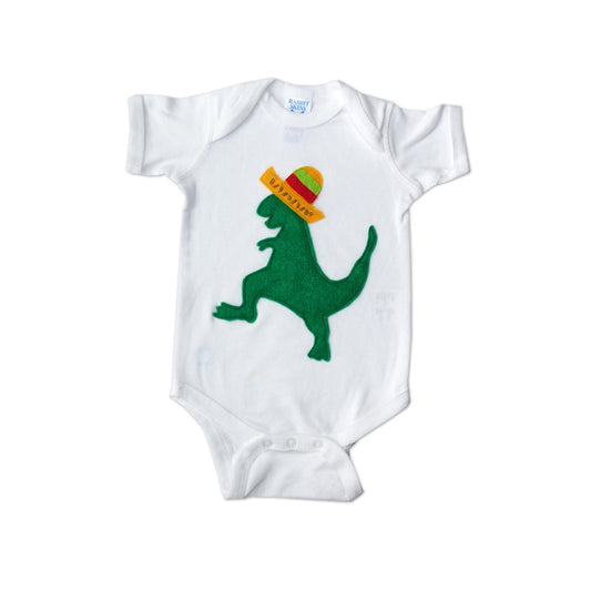 Baby Onesie - Mexican Dancing Dinosaur With Sombrero