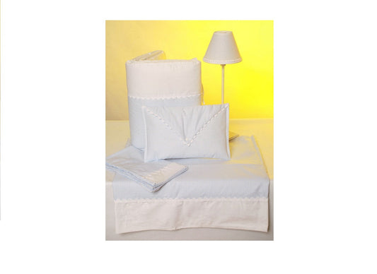 Pack Funda Nórdica Y Set Sábanas Para Bebé en Diseño Vichy Azul Para Cuna 70 Y Envolvente Algodón